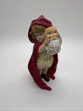 Bethany Lowe Girl With Santa Mask Statue